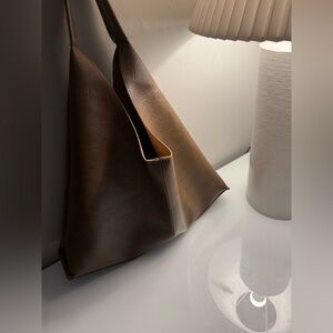 Faux Brown leather purse with makeup pouch